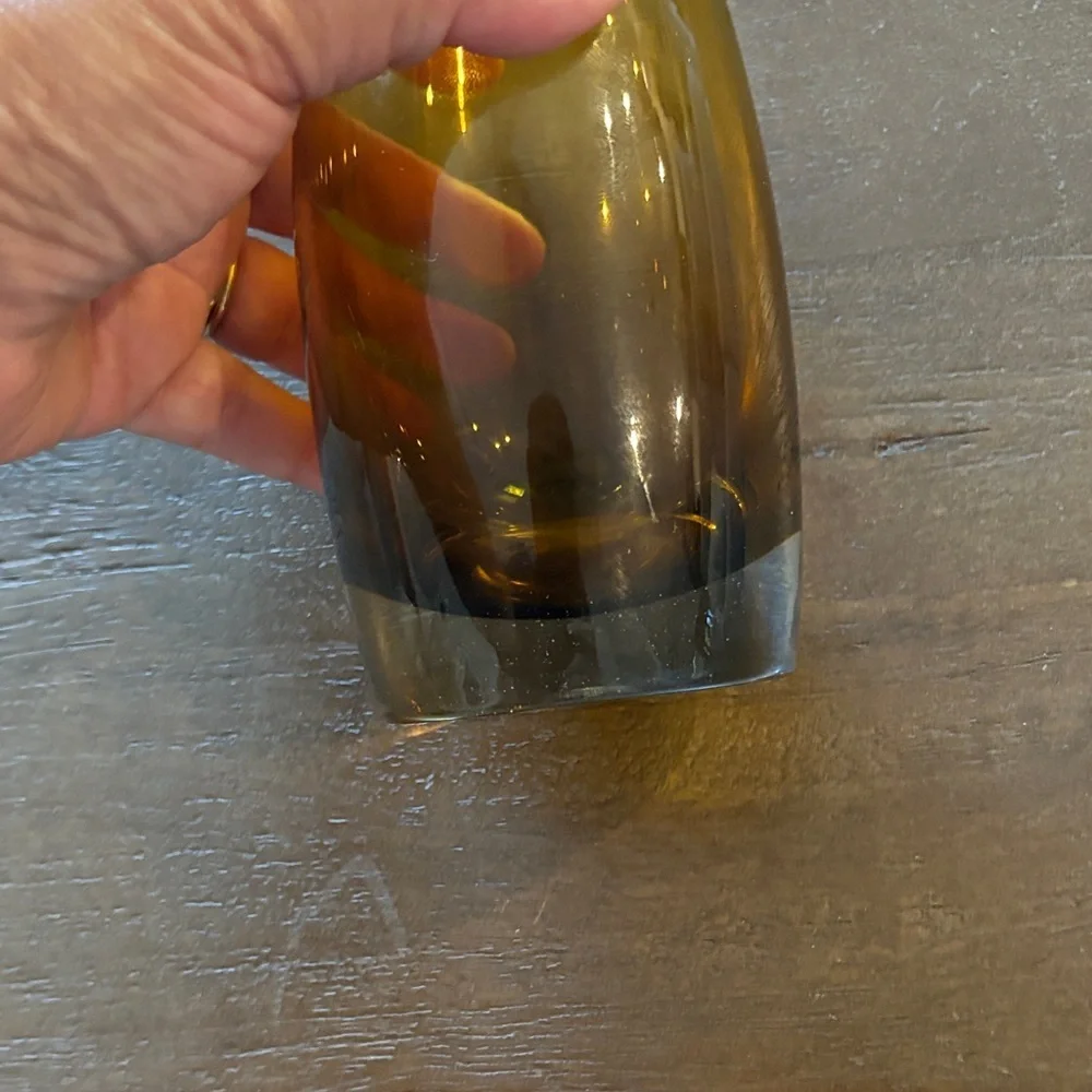 Beautiful RARE Amber Glass Vase by Rihimäen Lasi Oy Signed 1365